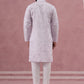 Men's Embroidered Silk Blend Kurta Pyjama Set ( 65KP P 5338 P 5338Lavender ) [FF] [A-1-4]