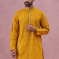 Men's Embroidered Silk Blend Kurta Pyjama Set ( 65KP P 5338 P 5338Mustard ) [FF] [A-1-4]