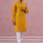 Men's Embroidered Silk Blend Kurta Pyjama Set ( 65KP P 5338 P 5338Mustard ) [FF] [A-1-4]