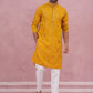 Men's Embroidered Silk Blend Kurta Pyjama Set ( 65KP P 5338 P 5338Mustard ) [FF] [A-1-4]