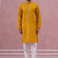 Men's Embroidered Silk Blend Kurta Pyjama Set ( 65KP P 5338 P 5338Mustard ) [FF] [A-1-4]