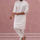 Men's Embroidered Silk Blend Kurta Pyjama Set (65KP P 5338 White ) [FF] [A-1-4]