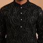 Silk Blend Embroidered & Sequinned Kurta Pyjama Set (65KP P 5340 Black ) [FF] [P-15]
