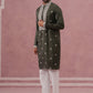 Men’s Ethnic Silk Blend Embroidered Kurta Set ( 65KP P 5341 P 5341Olive ) [FF] [A-1-4]