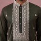 Men’s Ethnic Silk Blend Embroidered Kurta Set ( 65KP P 5341 P 5341Olive ) [FF] [A-1-4]