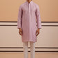 Traditional Silk-Blend Lavender Kurta Pyjama for Men ( 65KP P 5343 P 5343Lavender ) [FF] [B-1-2]