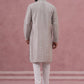 Traditional Silk-Blend Silver Kurta Pyjama for Men (65KP P 5343 Silver ) [FF] [B-1-2]