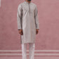Traditional Silk-Blend Silver Kurta Pyjama for Men (65KP P 5343 Silver ) [FF] [B-1-2]