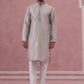 Traditional Silk-Blend Silver Kurta Pyjama for Men (65KP P 5343 Silver ) [FF] [B-1-2]