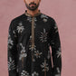 Botanical Embroidered Cotton Blend Kurta Set for Men (65KP P 5344 Black ) [FF] [Q-4]