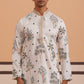 Botanical Embroidered Cotton Blend Kurta Set for Men (65KP P 5344 White ) [FF] [Q-4]