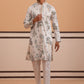 Botanical Embroidered Cotton Blend Kurta Set for Men (65KP P 5344 White ) [FF] [Q-4]