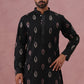Festive Silk Blend Embroidered Kurta Set (65KP P 5346 Black ) [FF] [B-1-2]