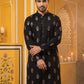 Festive Silk Blend Embroidered Kurta Set ( 65KP B-P 5346Black )