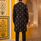 Festive Silk Blend Embroidered Kurta Set ( 65KP B-P 5346Black )
