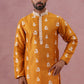 Men’s Embroidered Silk Blend Kurta Pyjama ( 65KP P 5347 P 5347Mustard ) [FF] [B-1-2]