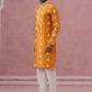 Men’s Embroidered Silk Blend Kurta Pyjama ( 65KP P 5347 P 5347Mustard ) [FF] [B-1-2]