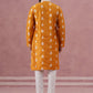 Men’s Embroidered Silk Blend Kurta Pyjama ( 65KP P 5347 P 5347Mustard ) [FF] [B-1-2]