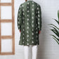 Men’s Embroidered Silk Blend Kurta Pyjama ( 65KP P 5347 P 5347Olive ) [FF] [B-1-2]
