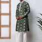 Men’s Embroidered Silk Blend Kurta Pyjama ( 65KP P 5347 P 5347Olive ) [FF] [B-1-2]