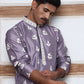 Men’s Embroidered Silk Blend Kurta Pyjama (65KP P 5347 Purple ) [FF] [B-1-2]
