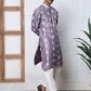 Men’s Embroidered Silk Blend Kurta Pyjama (65KP P 5347 Purple ) [FF] [B-1-2]