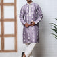 Men’s Embroidered Silk Blend Kurta Pyjama (65KP P 5347 Purple ) [FF] [B-1-2]