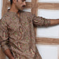 Traditional Foil Printed Kurta Pyjama for Men (65KP P 5348 Brown ) [FF] [D-1]