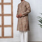Traditional Foil Printed Kurta Pyjama for Men (65KP P 5348 Brown ) [FF] [D-1]