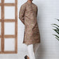Traditional Foil Printed Kurta Pyjama for Men (65KP P 5348 Brown ) [FF] [D-1]