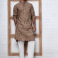 Traditional Foil Printed Kurta Pyjama for Men (65KP P 5348 Brown ) [FF] [D-1]