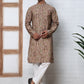 Traditional Foil Printed Kurta Pyjama for Men (65KP P 5348 Brown ) [FF] [D-1]