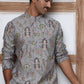 Traditional Foil Printed Kurta Pyjama for Men (65KP P 5348 Grey ) [FF] [D-1]