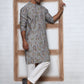 Traditional Foil Printed Kurta Pyjama for Men (65KP P 5348 Grey ) [FF] [D-1]