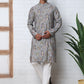 Traditional Foil Printed Kurta Pyjama for Men (65KP P 5348 Grey ) [FF] [D-1]