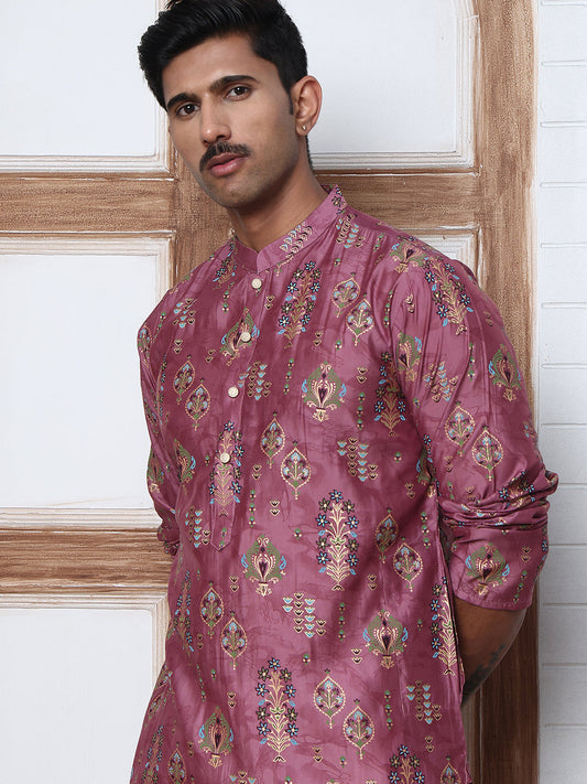 Traditional Foil Printed Kurta Pyjama for Men ( 65KP P 5348 P 5348Magenta ) [FF] [D-1]
