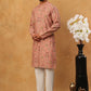 Traditional Foil Printed Kurta Pyjama for Men (65KP 5348 Peach ) [FF] [D-1]