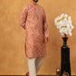Traditional Foil Printed Kurta Pyjama for Men (65KP 5348 Peach ) [FF] [D-1]