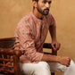 Traditional Foil Printed Kurta Pyjama for Men (65KP 5348 Peach ) [FF] [D-1]
