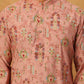 Traditional Foil Printed Kurta Pyjama for Men (65KP 5348 Peach ) [FF] [D-1]