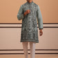 Men’s Silk Blend Embroidered Kurta Pyjama Set (65KP P 5350 Blue ) [FF] [A-1-4]