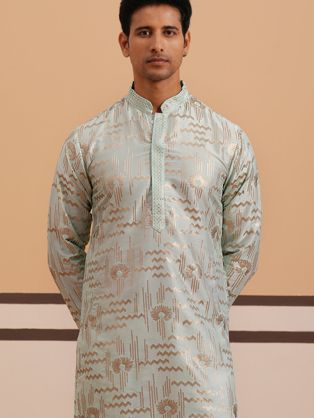 Premium Silk Blend Embroidered Kurta Pyjama (65KP P 5351 Blue ) [FF] [B-1-2]