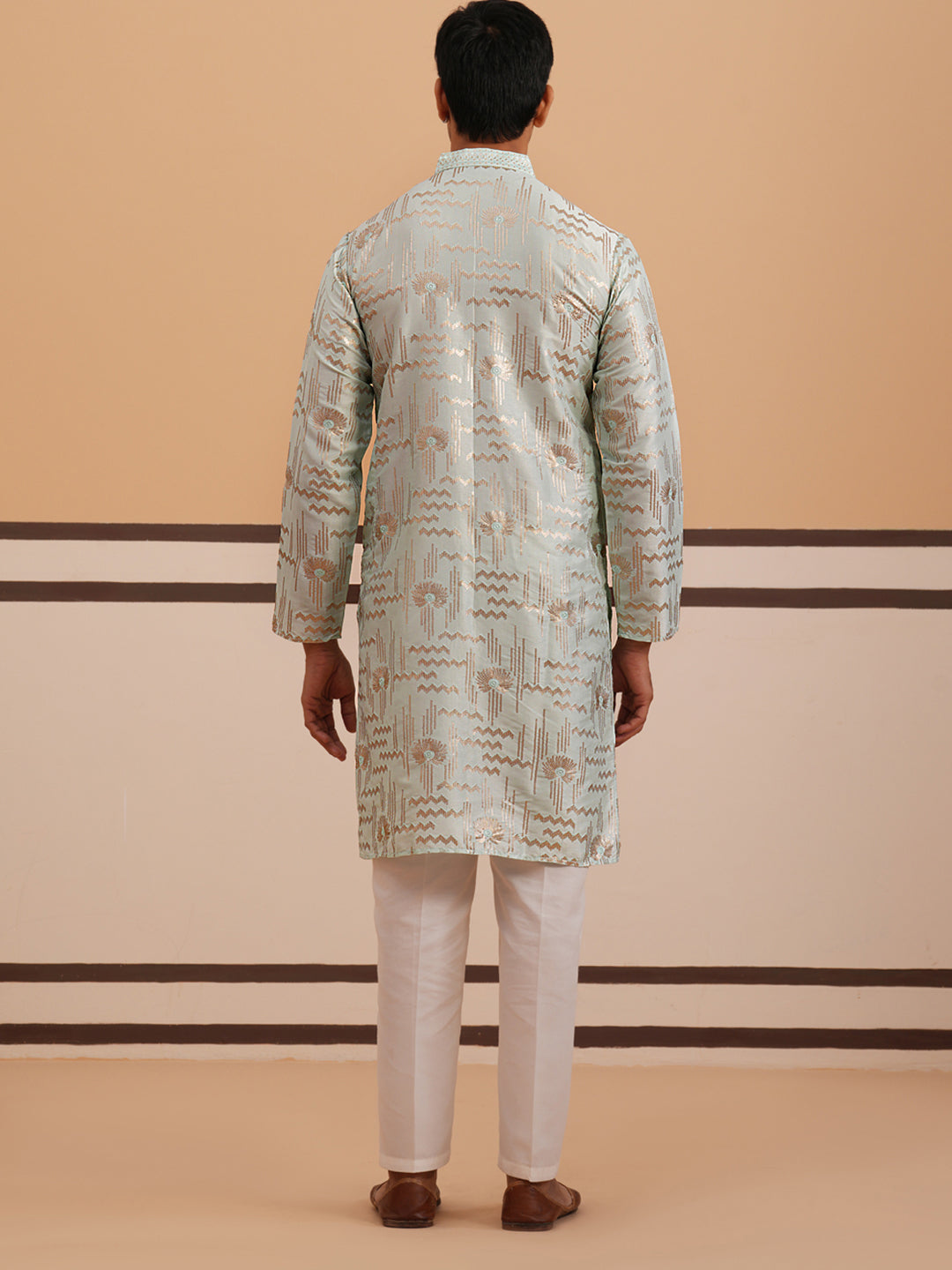 Premium Silk Blend Embroidered Kurta Pyjama (65KP P 5351 Blue ) [FF] [B-1-2]