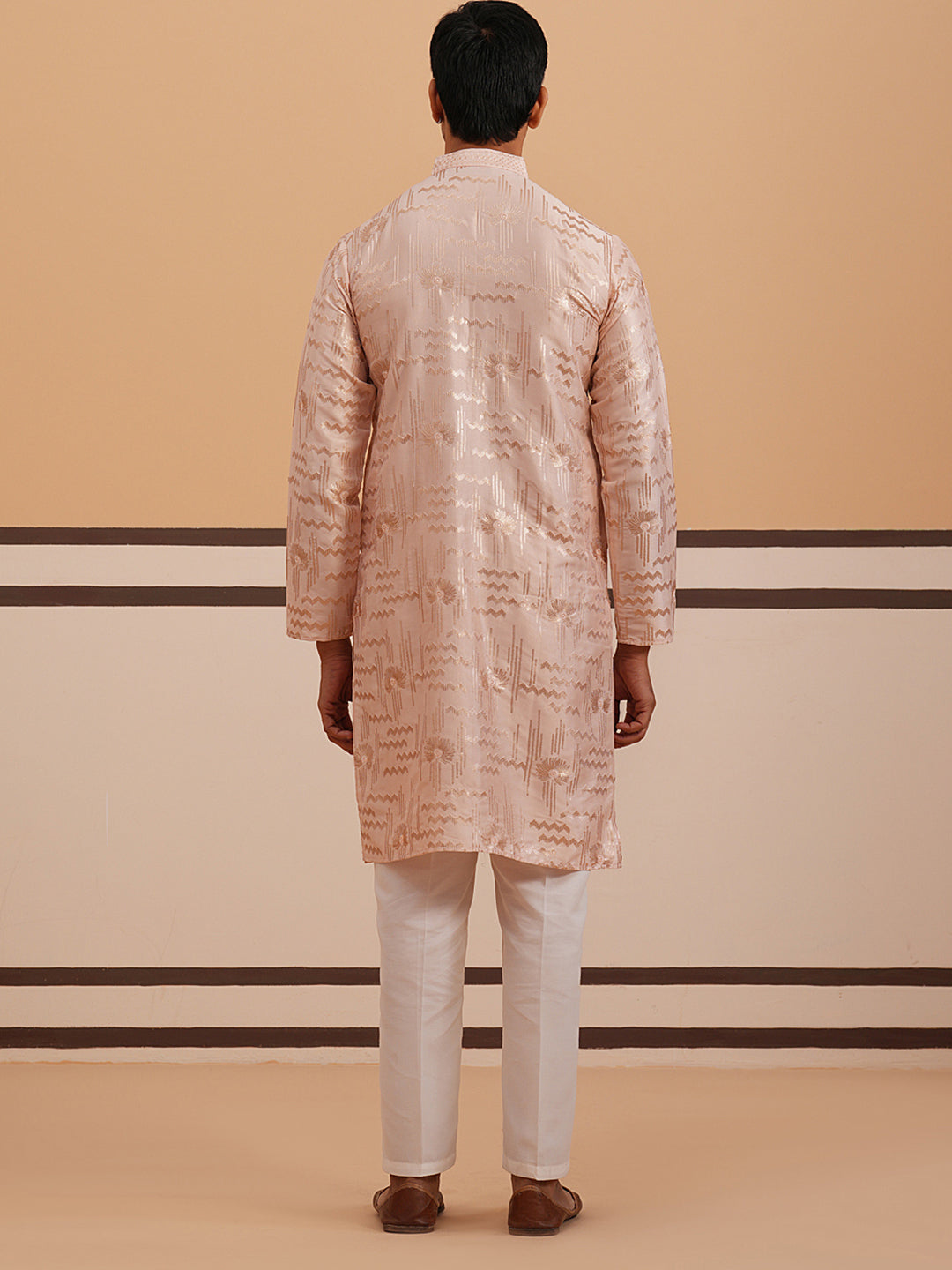 Premium Silk Blend Embroidered Kurta Pyjama ( 65KP P 5351 P 5351Peach ) [FF] [B-1-2]