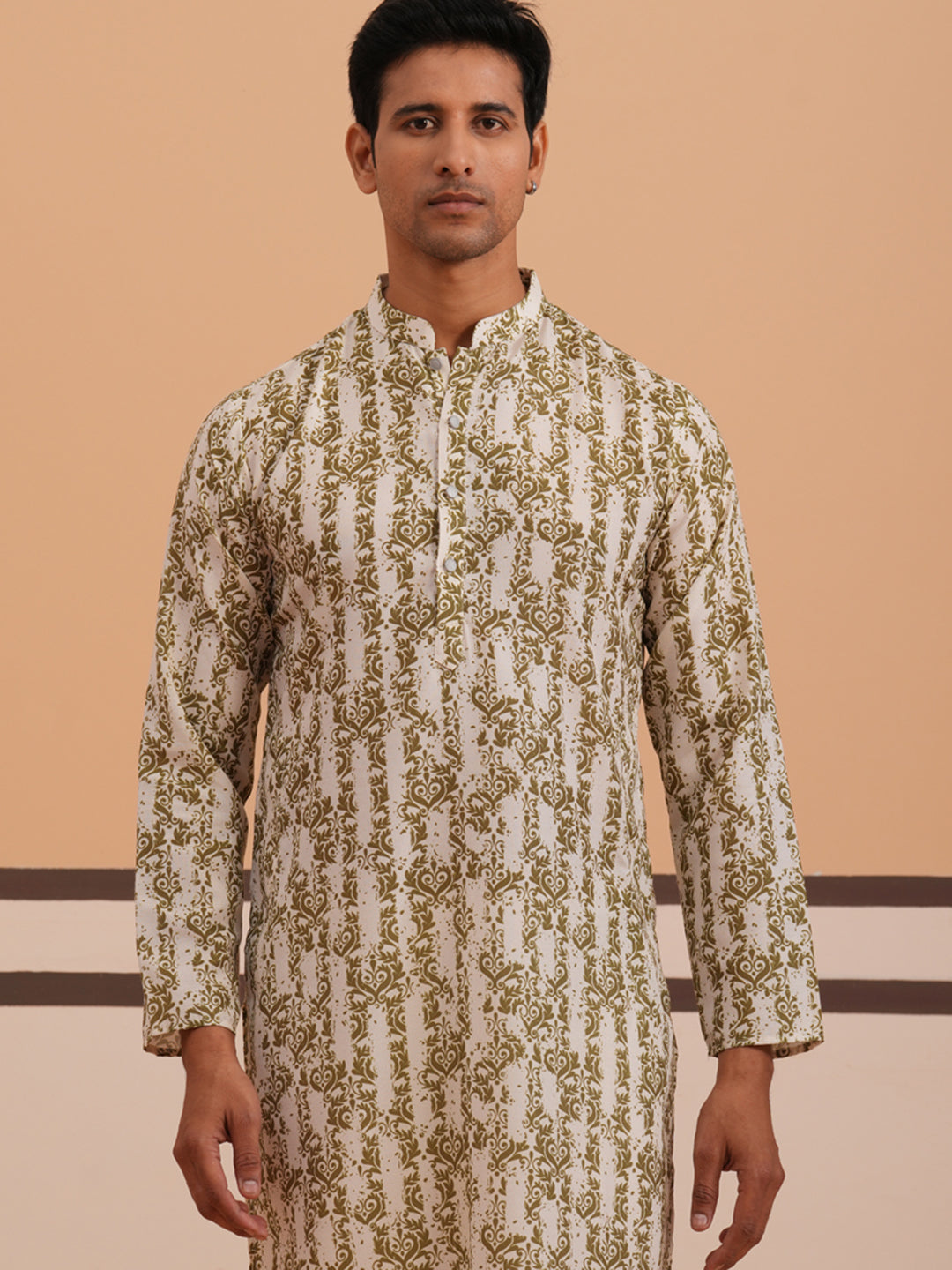 Olive Ethnic Printed Kurta for Men ( 65KP P 5352 P 5352Olive ) [FF] [F-2-3]