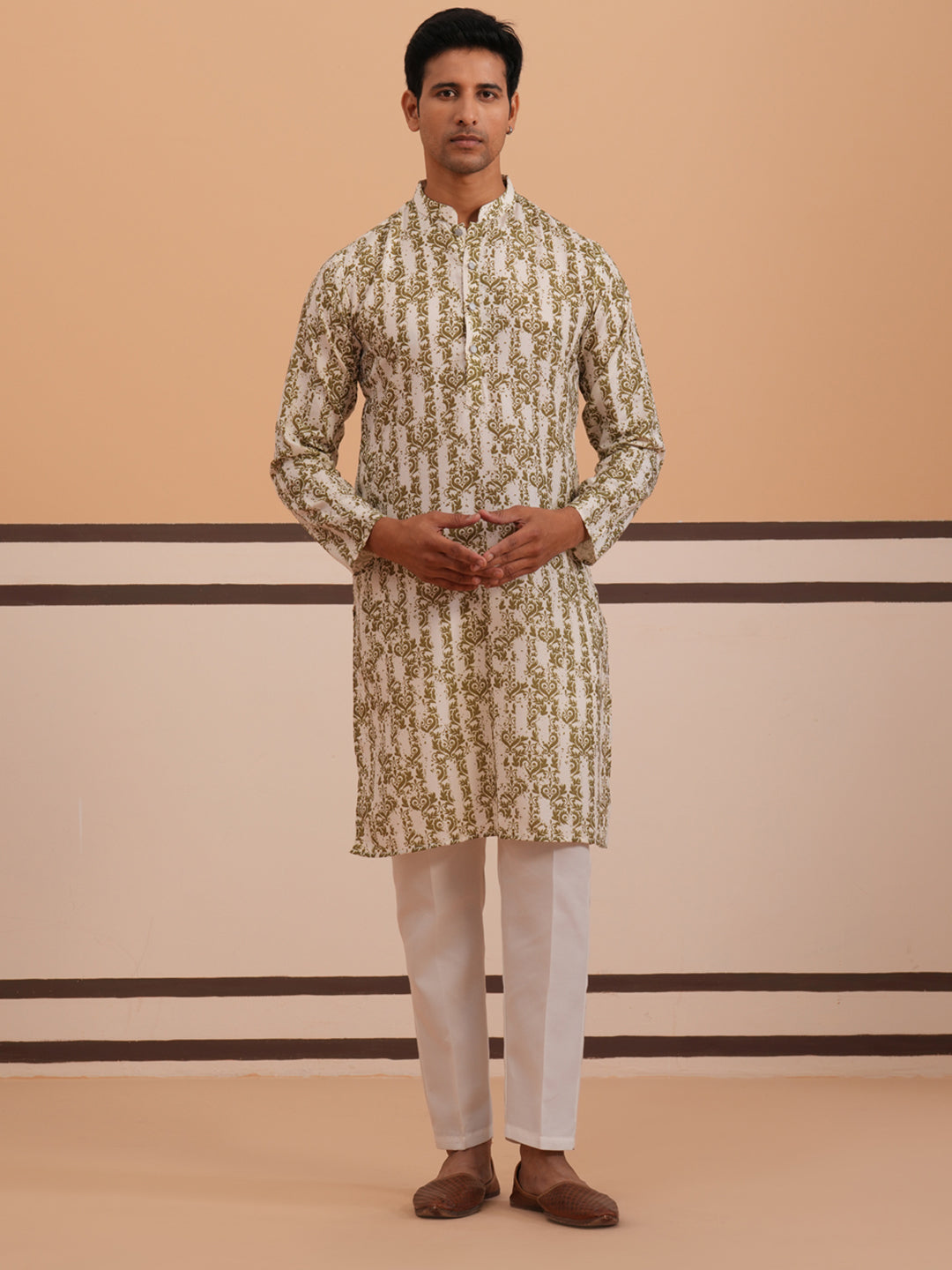 Olive Ethnic Printed Kurta for Men ( 65KP P 5352 P 5352Olive ) [FF] [F-2-3]