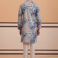 Men’s Printed Cotton Blend Kurta Pyjama (65KP P 5354 Blue ) [FF] [D-1]