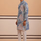 Men’s Printed Cotton Blend Kurta Pyjama (65KP P 5354 Blue ) [FF] [D-1]