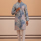 Men’s Printed Cotton Blend Kurta Pyjama (65KP P 5354 Blue ) [FF] [D-1]