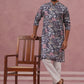 Men’s Printed Cotton Blend Kurta Pyjama (65KP P 5354 Grey ) [FF] [D-1]